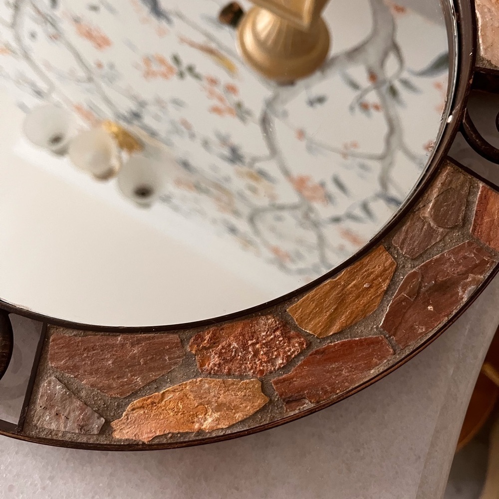 Stone and metal vanity tray round - Picture 4 of 9